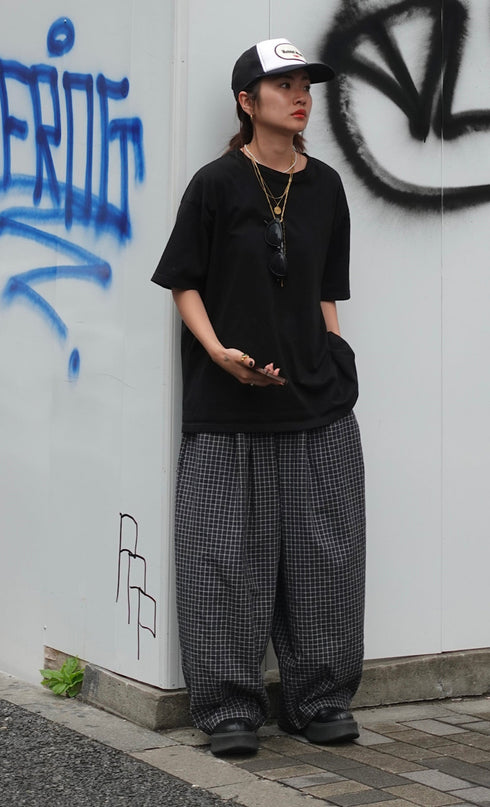 チェックボリュームラフパンツ